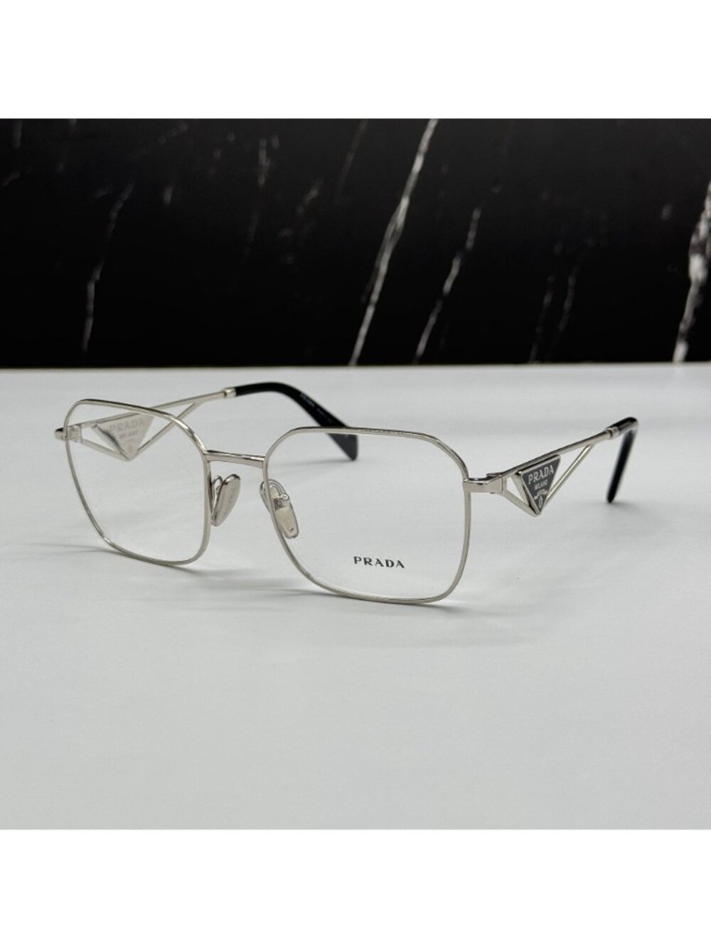 Prada PRA51V 1BC1O1 Women Silver Square Eyeglasses Authentic NEW - Picture 2 of 11